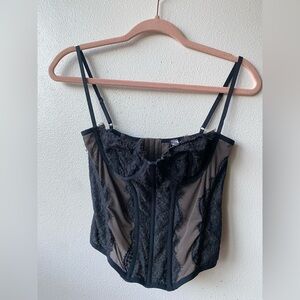 Urban Outfitters Black and Gray Lace Bustier
